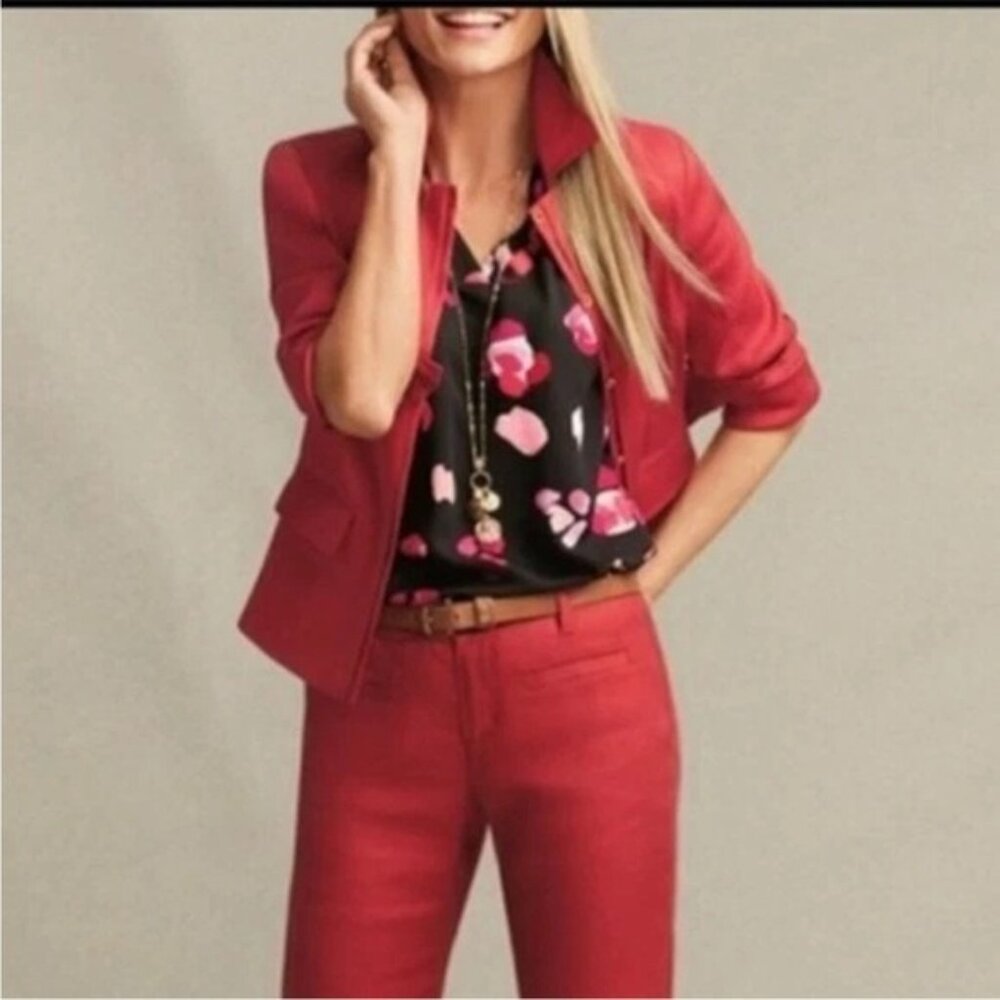 Cabi Quiet Luxury Red Button Front Jacket Minimalist Tailored Blazer Sz S #5472 - Picture 3 of 11